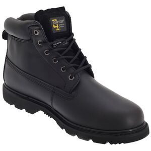 Grafters Mens 6 Eye Padded Leather Work Boots / Black